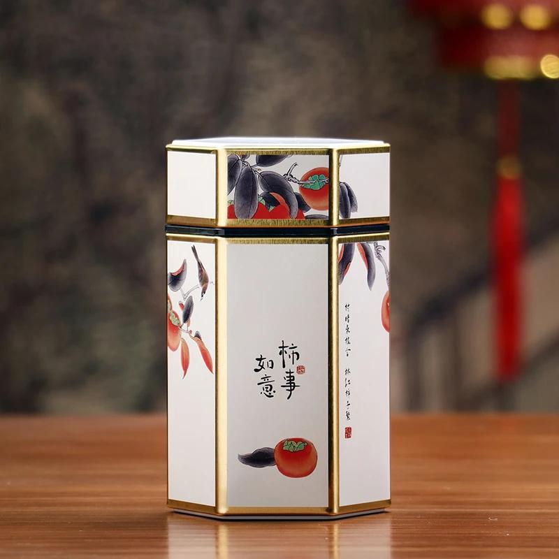 Tea Canister in Creative Hexagonal Design - Features Traditional Chinese Style, Food-Safe Materials, Portable & Compact Tea Storage Solution for Kitchen and Dining Needs. Ideal for Storing Tea Packs and Other Kitchen Accessories.