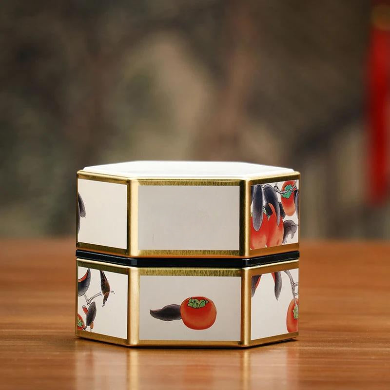 Tea Canister in Creative Hexagonal Design - Features Traditional Chinese Style, Food-Safe Materials, Portable & Compact Tea Storage Solution for Kitchen and Dining Needs. Ideal for Storing Tea Packs and Other Kitchen Accessories.