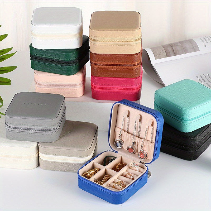 Compact jewelry organizer box for earrings, necklaces, and rings. Perfect for home or travel.