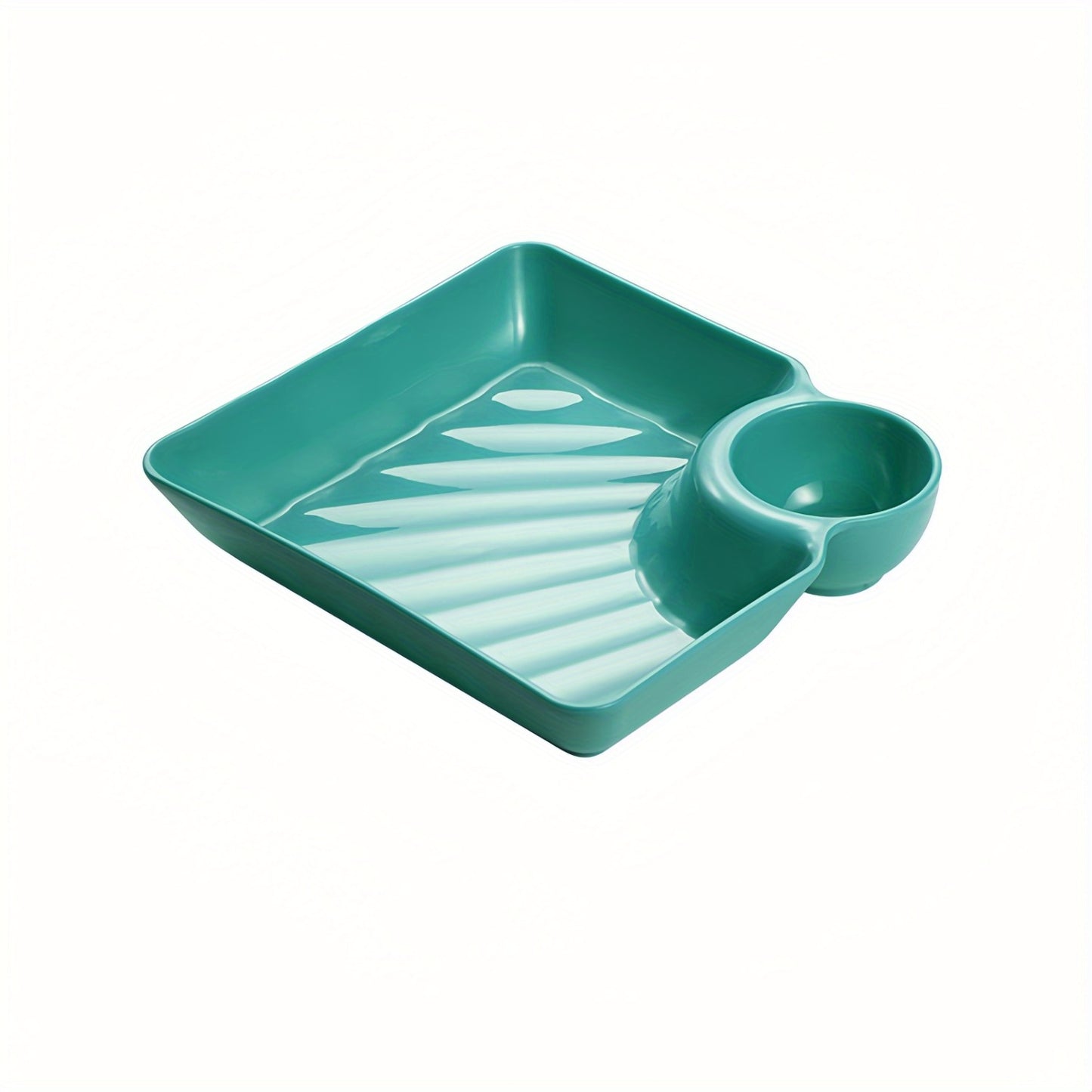 Durable plastic snack tray with tomato sauce dish - ideal for restaurants, homes, and picnics.