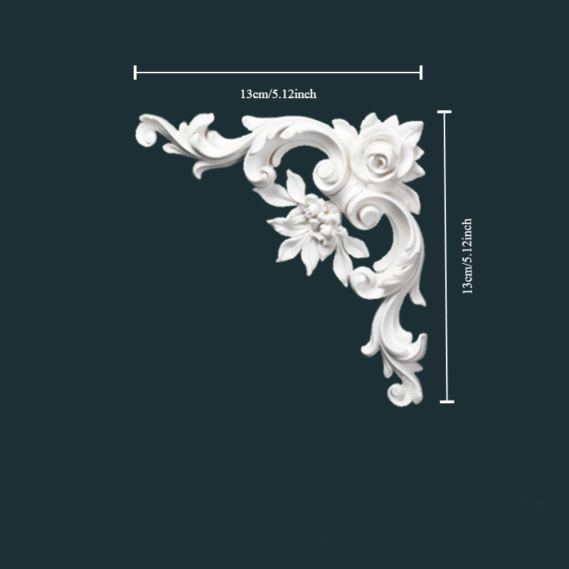 French style plastic corner flower molding for elegant living room and TV wall decoration, perfect for home renovation.