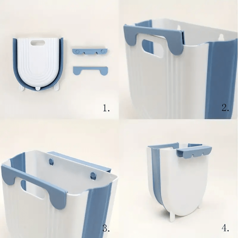 Foldable Trash Can Saves Space - Durable, Portable, and Versatile for Kitchen, Car, Bathroom | Adds Style | Hangs on Cabinet Door for Easy Access