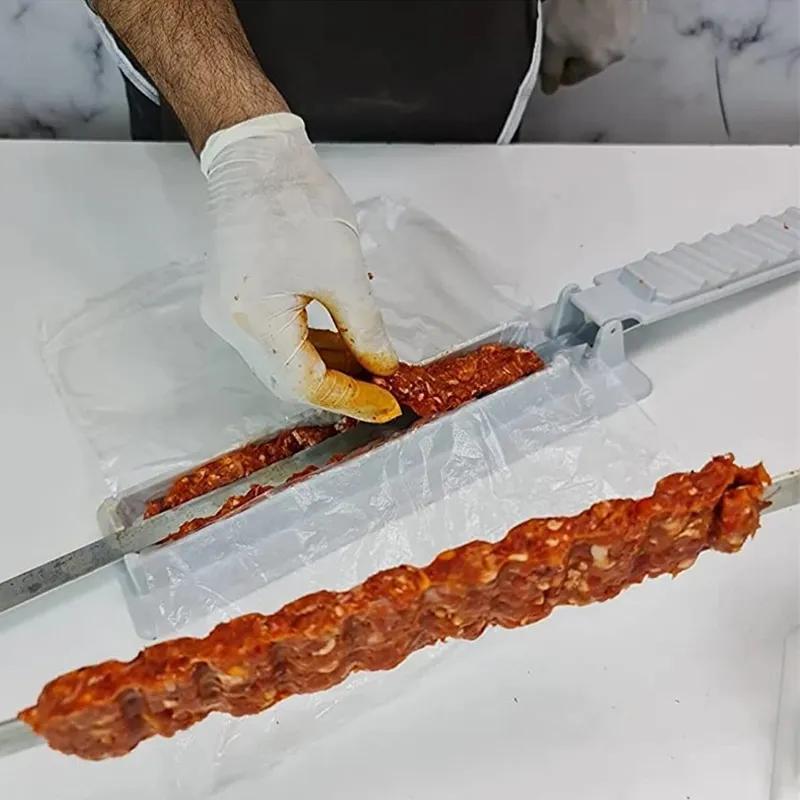 Make grilling kebabs a breeze with the Easy-Clean BBQ Kebab Maker. This non-stick, heat-resistant plastic skewer tool ensures perfect meat strings and shashliks every time. The ideal companion for outdoor grilling.