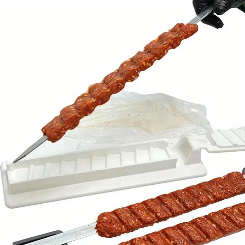 Make grilling kebabs a breeze with the Easy-Clean BBQ Kebab Maker. This non-stick, heat-resistant plastic skewer tool ensures perfect meat strings and shashliks every time. The ideal companion for outdoor grilling.