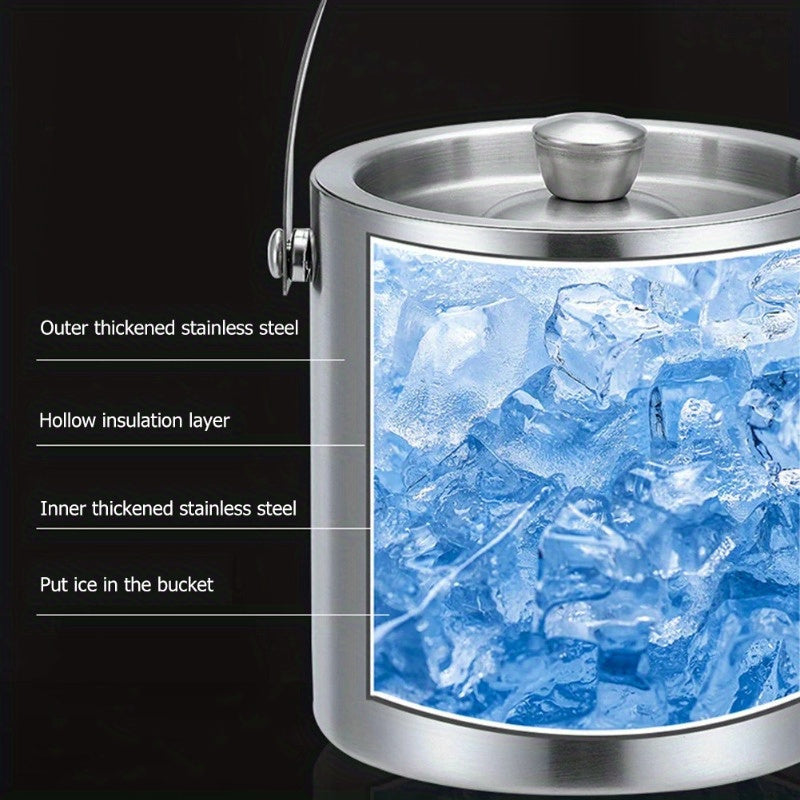 Insulated stainless steel ice bucket available in 1.6L, 2L, and 3L sizes. Ideal for keeping wine, beer, and champagne cold at parties, BBQs, and beach picnics.