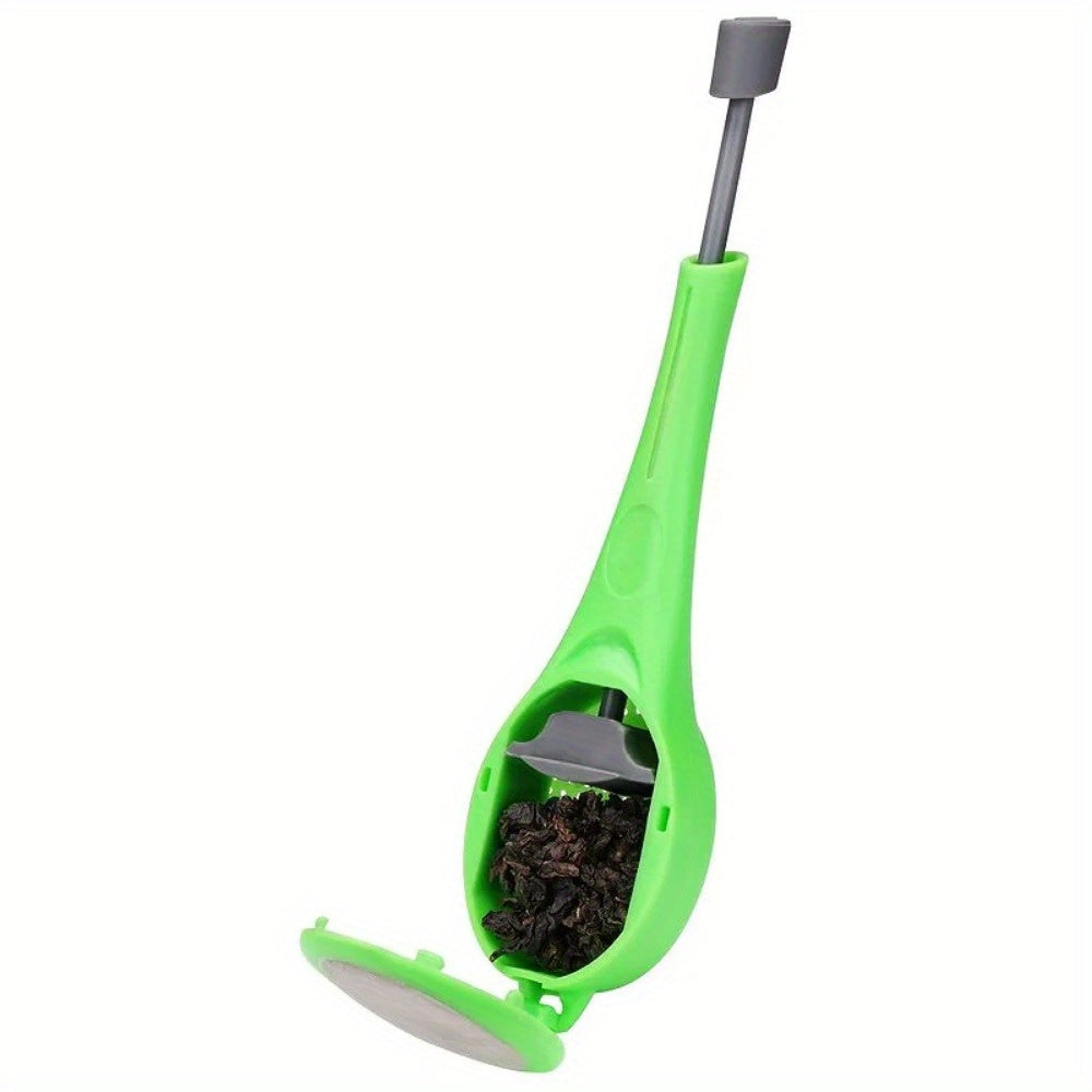 Tea Infuser with Plunger for Maximum Flavor - Green Color, Durable Plastic Material, Easy to Use for Steeping, Stirring, and Pressing