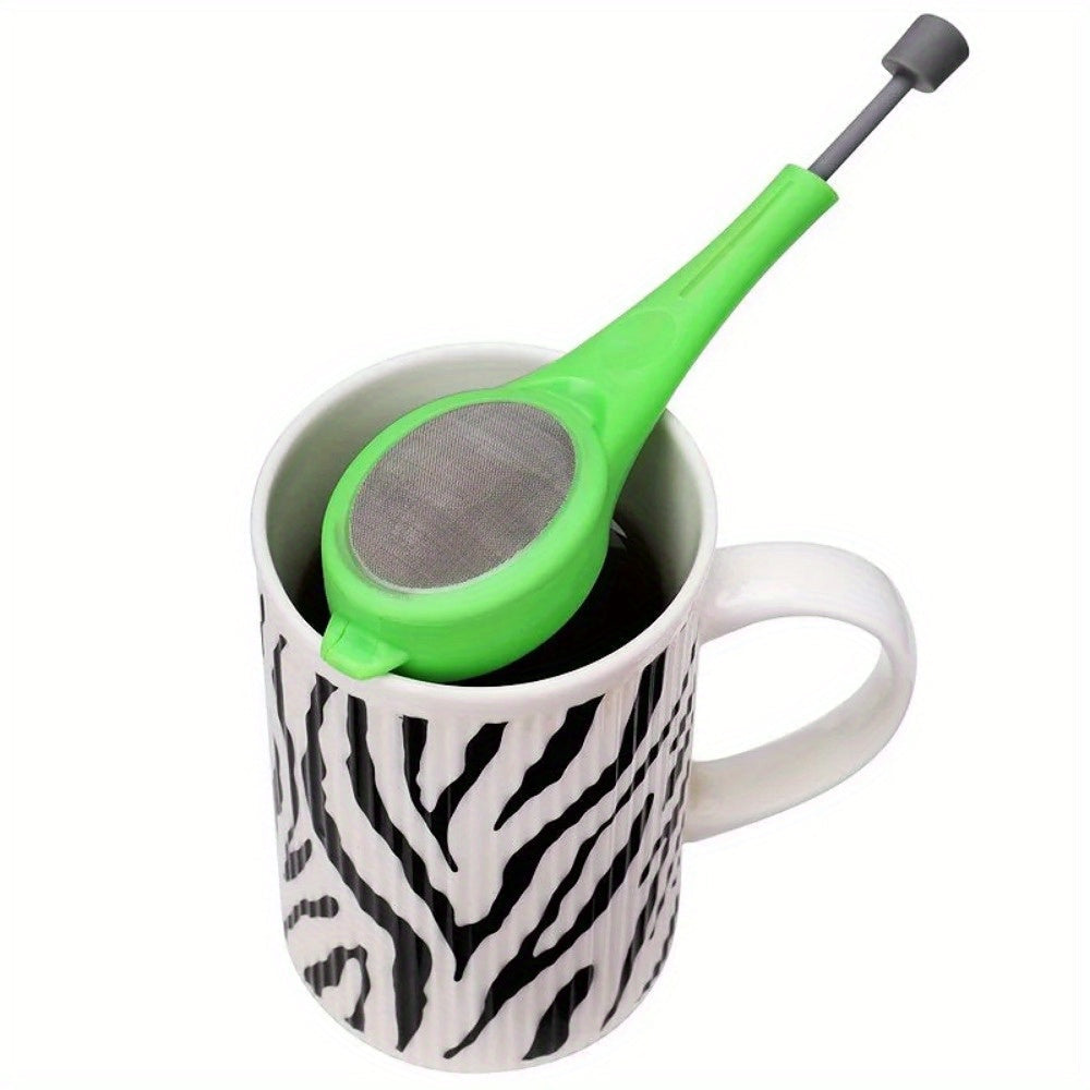 Tea Infuser with Plunger for Maximum Flavor - Green Color, Durable Plastic Material, Easy to Use for Steeping, Stirring, and Pressing