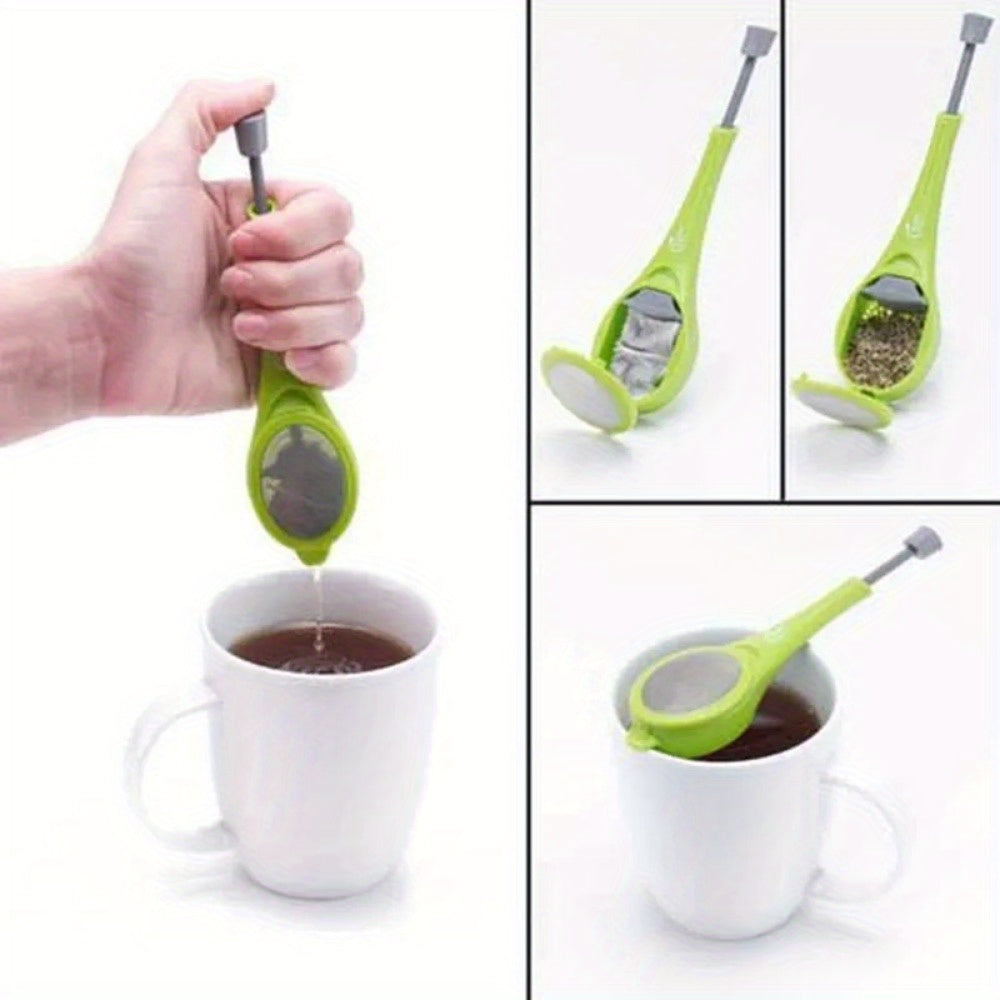 Tea Infuser with Plunger for Maximum Flavor - Green Color, Durable Plastic Material, Easy to Use for Steeping, Stirring, and Pressing