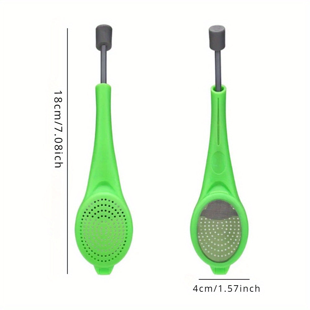 Tea Infuser with Plunger for Maximum Flavor - Green Color, Durable Plastic Material, Easy to Use for Steeping, Stirring, and Pressing