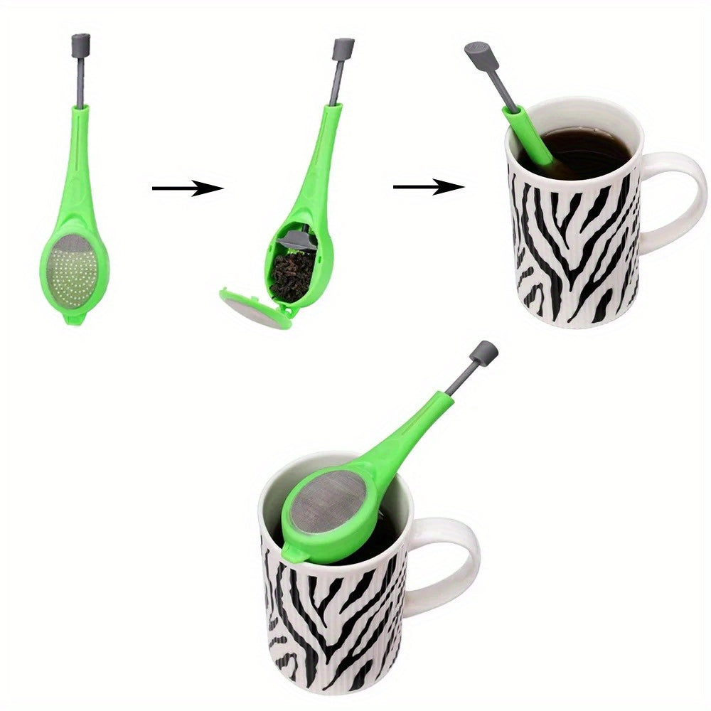 Tea Infuser with Plunger for Maximum Flavor - Green Color, Durable Plastic Material, Easy to Use for Steeping, Stirring, and Pressing