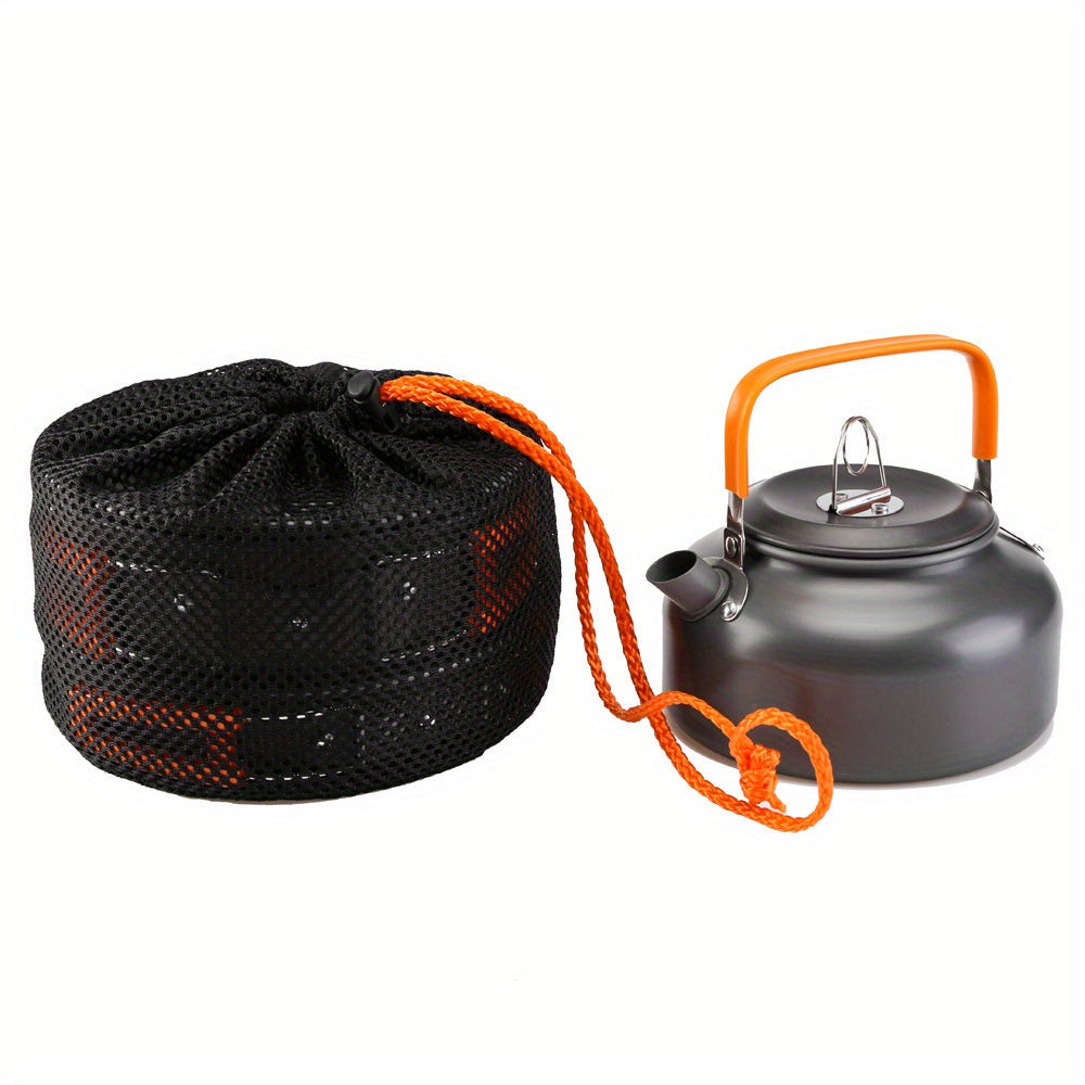 This versatile camping cookware set is made of lightweight aluminum and includes a pot, pan, and teapot, along with foldable utensils for 2-3 people. Ideal for hiking, BBQs, and picnics, this portable set is a must-have for outdoor adventures.