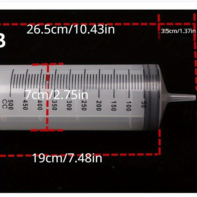 Large capacity hand-feeding syringe for birds, made of ABS material, with 1m tube for avian feeding and ink application.