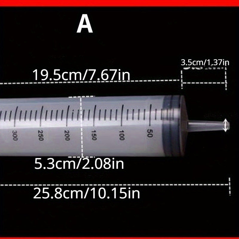 Large capacity hand-feeding syringe for birds, made of ABS material, with 1m tube for avian feeding and ink application.