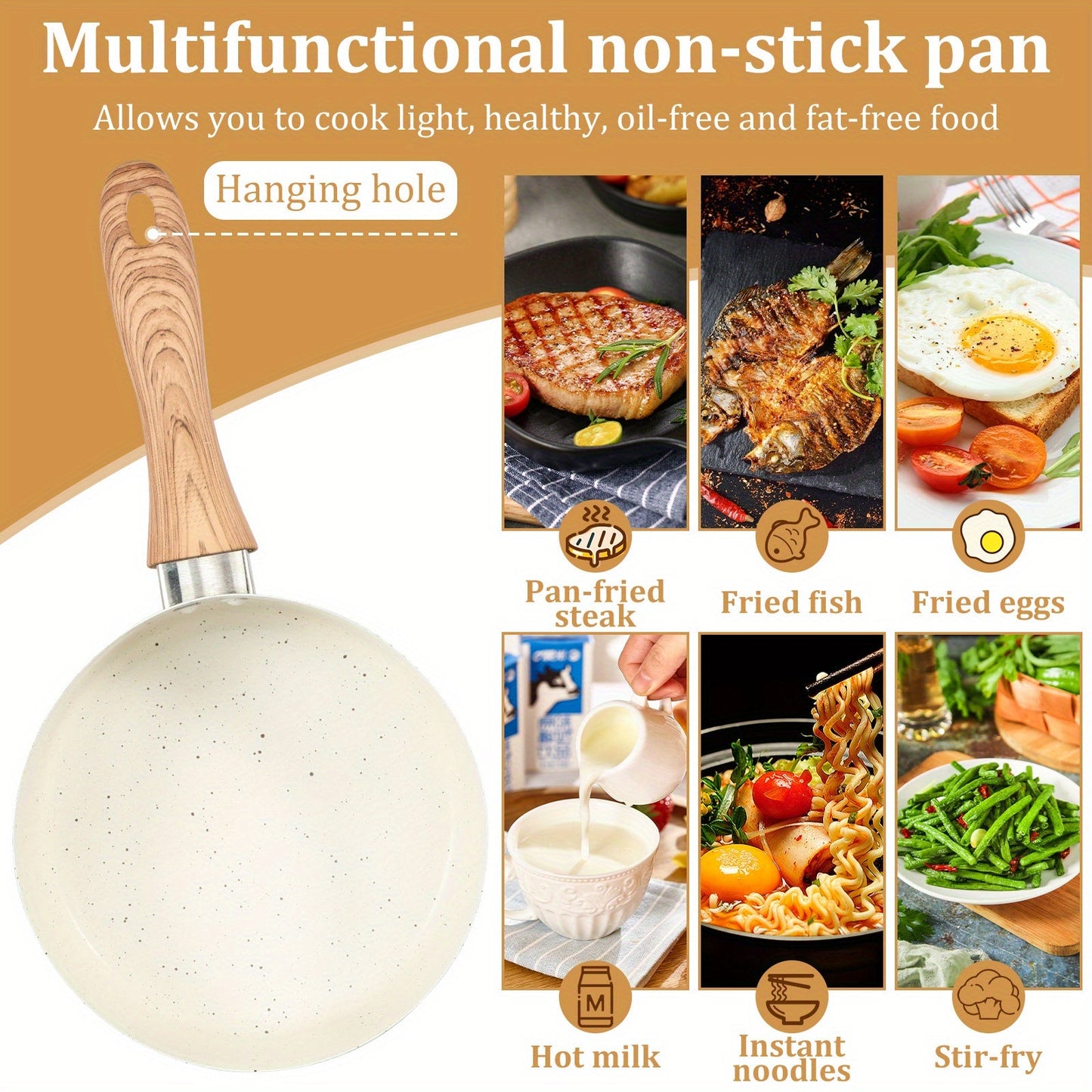 Portable induction cooking sauce pot made of stainless steel with a capacity of 1.2L, featuring a non-stick interior, tempered glass lid, anti-scald handle, even heat conduction, and dishwasher-safe design.