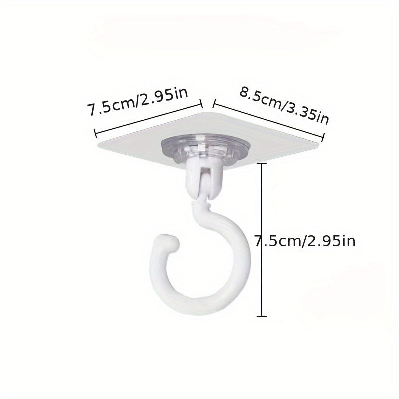 2 Easy-Install Ceiling Hooks for Hanging Various Items - No Drilling Needed, Slip-Resistant Plastic, 360° Swivel, Perfect for Dresses, Towels, Coats & More!