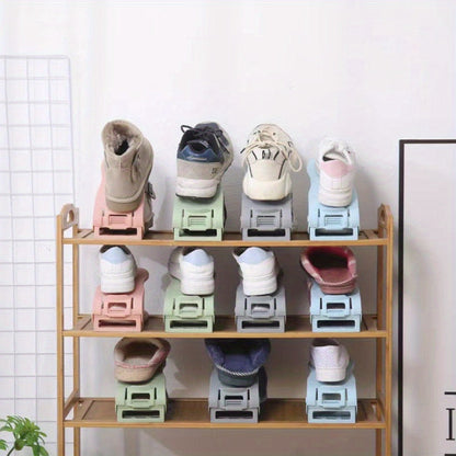 A contemporary and sleek shoe storage solution for your home, dormitory, or living room - the Adjustable Integrated Shoe Rack.