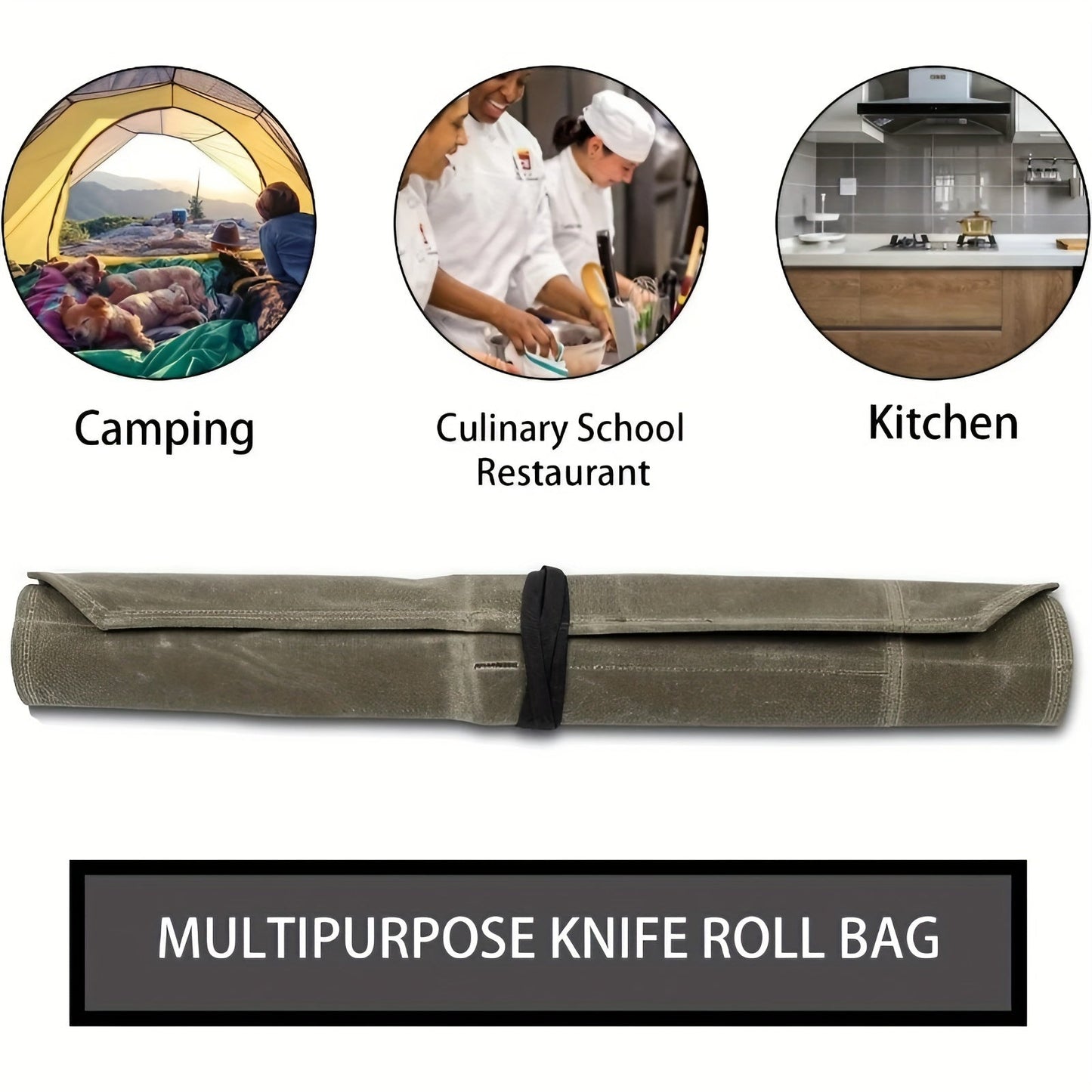 Durable PU Leather Chef Knife Roll Bag with 6 Slots - Secure Storage and Transport for Kitchen Knives and Utensils, Heavy-Duty Protection and Organization.