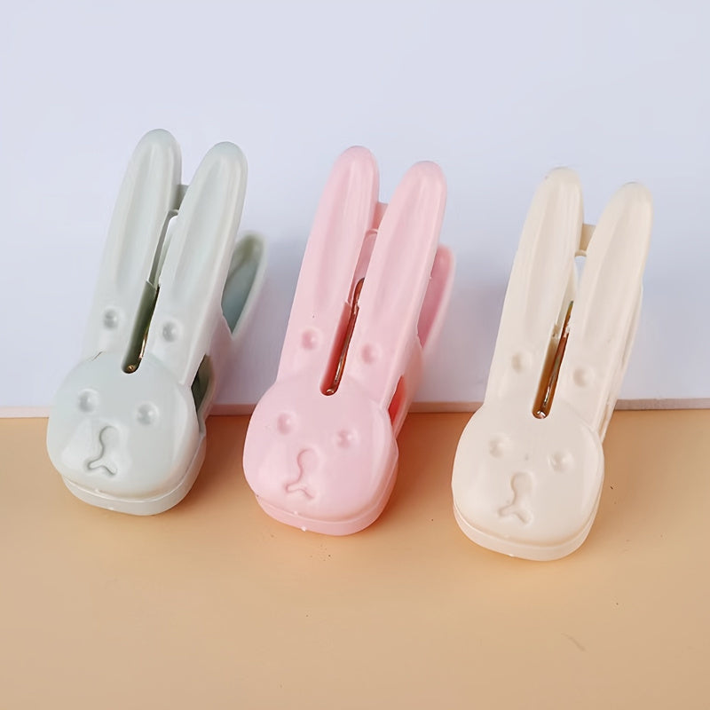 Durable Household Clothes Drying Pins - Set of 10 Cute Rabbit-Shaped Plastic Clothespins for Underwear, Socks, Towels - Windproof and Non-Slip Multifunctional Laundry Clips