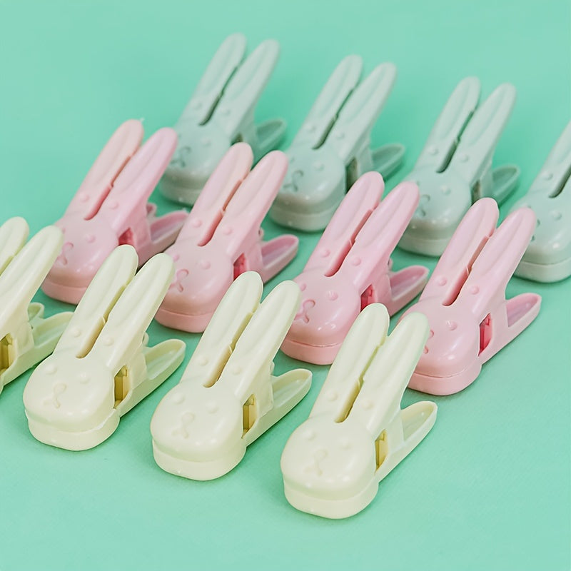 Durable Household Clothes Drying Pins - Set of 10 Cute Rabbit-Shaped Plastic Clothespins for Underwear, Socks, Towels - Windproof and Non-Slip Multifunctional Laundry Clips