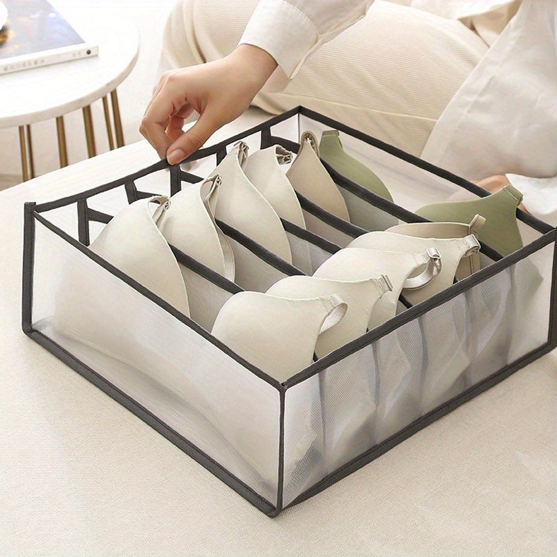 Set of 3 Foldable Drawer Organizers for Underwear, Socks, and Bras - Clear Storage Boxes with Dividers for Closet Organization, Perfect for organizing Ties, Belts, and Scarves, Closet Storage Solutions