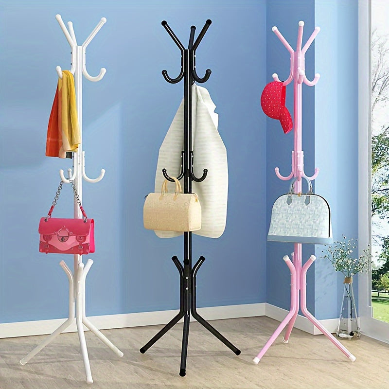 Multi-Purpose Metal Coat Rack - Standalone Entryway Organizer with Space for Hats, Coats & Accessories