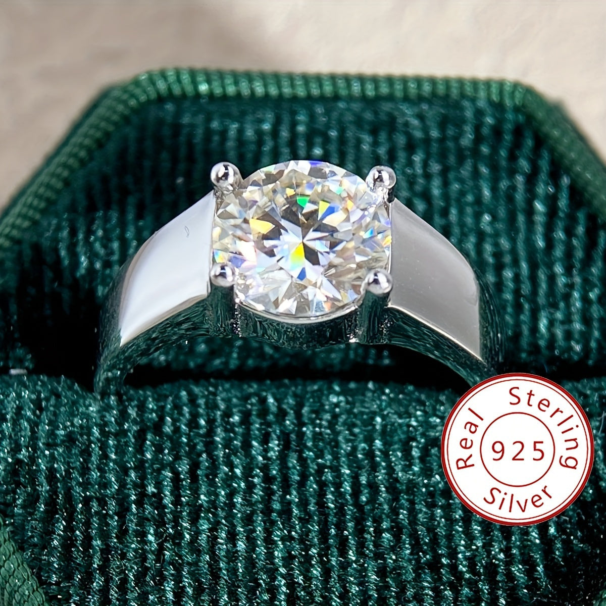 Shavano 925 Sterling Silver Moissanite Engagement Ring with 1ct Solitaire Wedding Band for Women in a Boho Simple Style, Perfect for Anniversary Promise Jewelry. Includes a Gift Box.