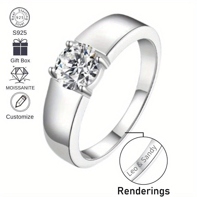 Shavano 925 Sterling Silver Moissanite Engagement Ring with 1ct Solitaire Wedding Band for Women in a Boho Simple Style, Perfect for Anniversary Promise Jewelry. Includes a Gift Box.