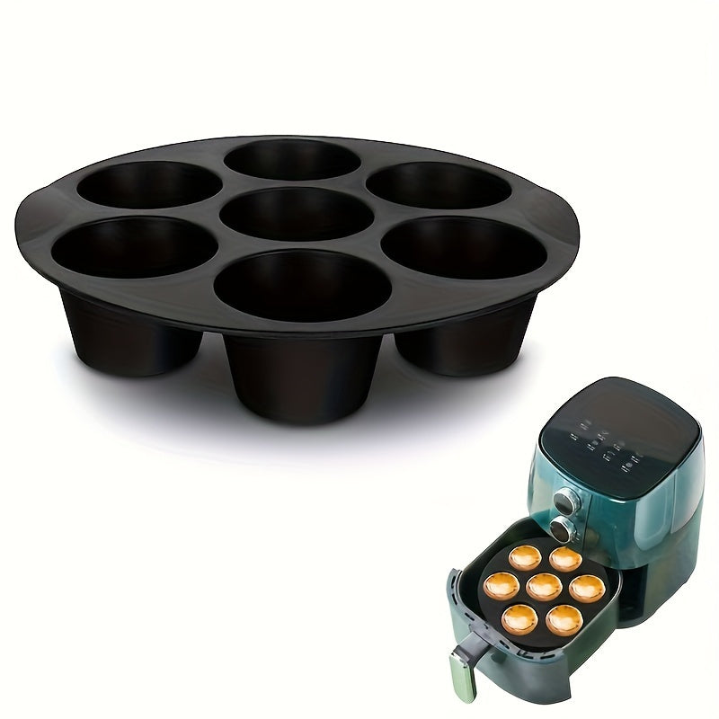 Silicone Muffin Mold with 7 Cups for Air Fryer, Nonstick Cupcake Pan Tray for Microwave Oven, Essential Kitchen Accessories.