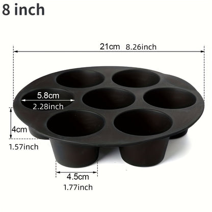 Silicone Muffin Mold with 7 Cups for Air Fryer, Nonstick Cupcake Pan Tray for Microwave Oven, Essential Kitchen Accessories.