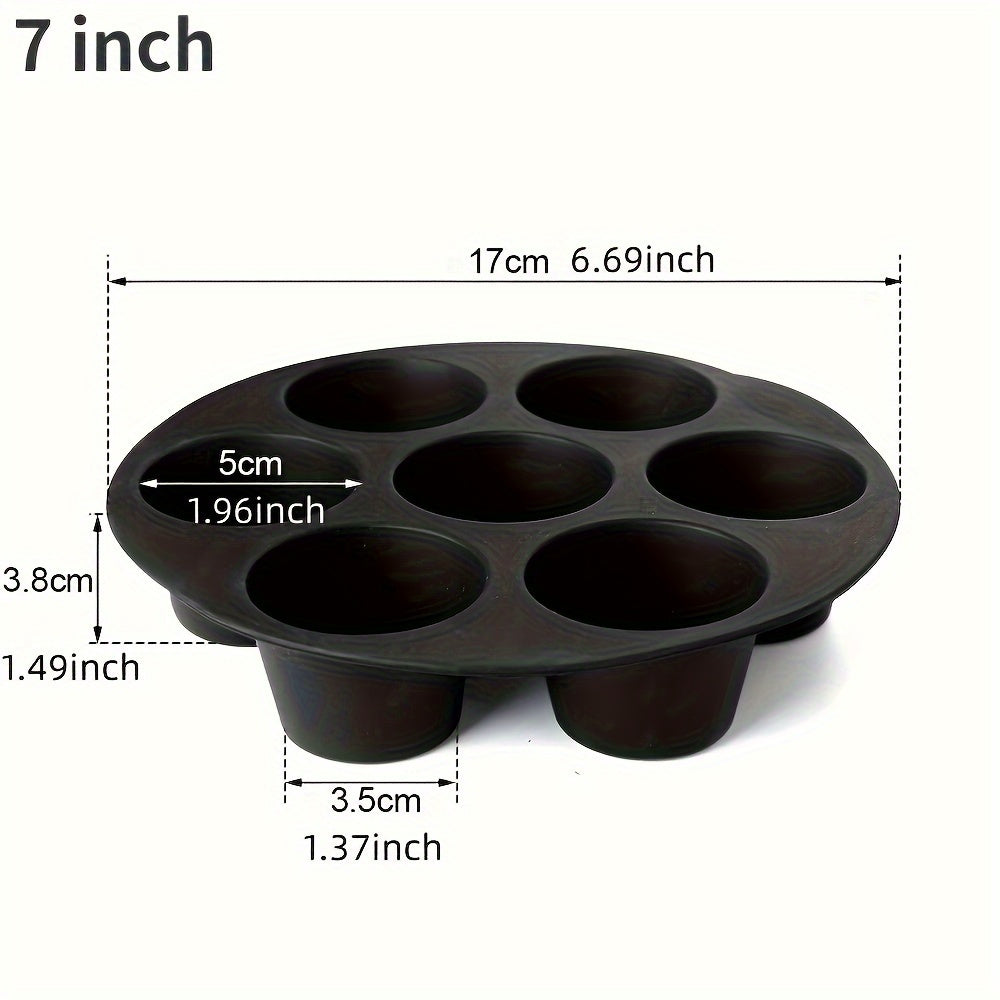 Silicone Muffin Mold with 7 Cups for Air Fryer, Nonstick Cupcake Pan Tray for Microwave Oven, Essential Kitchen Accessories.