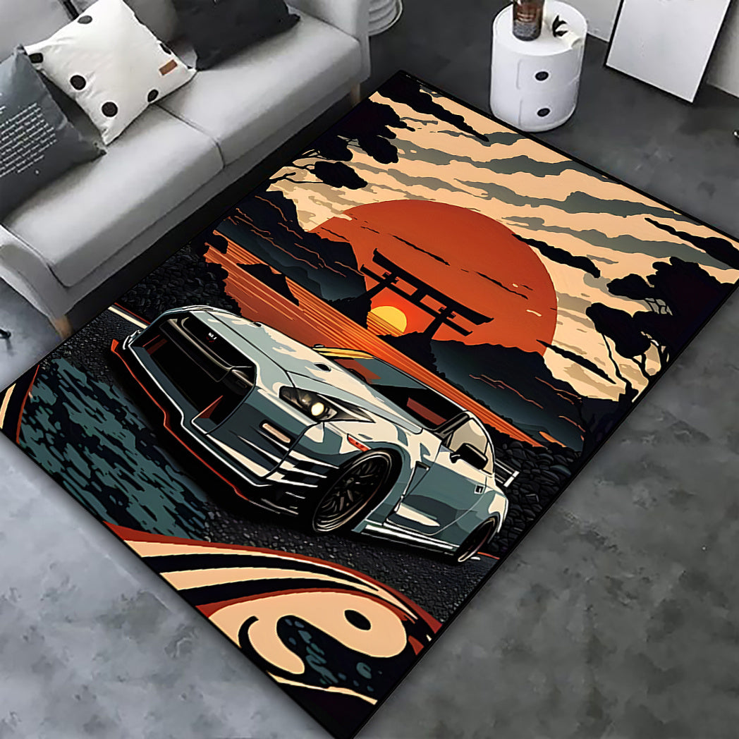 Soft and durable Vibrant Street Art Crystal Velvet Area Rug with Non-Slip Backing - Perfect for Living Room, Bedroom, Kitchen, and Entryway Decor, and Machine Washable for easy maintenance.