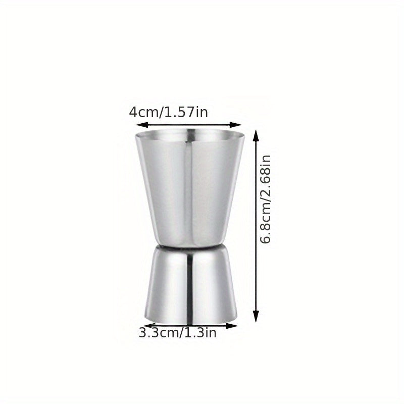 Stainless steel measuring cup with cocktail shaker, peg measurer/jigger, double drink alcohol measuring tool - kitchen gadgets.