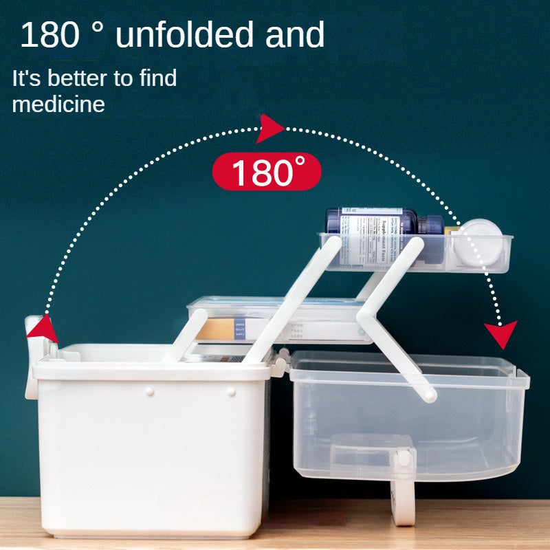 Contemporary Square Plastic Medicine Organizer Box with Large Capacity, Multiple Layers, Lockable Design, No Electricity Required, Ideal for Home & Medical First Aid Storage