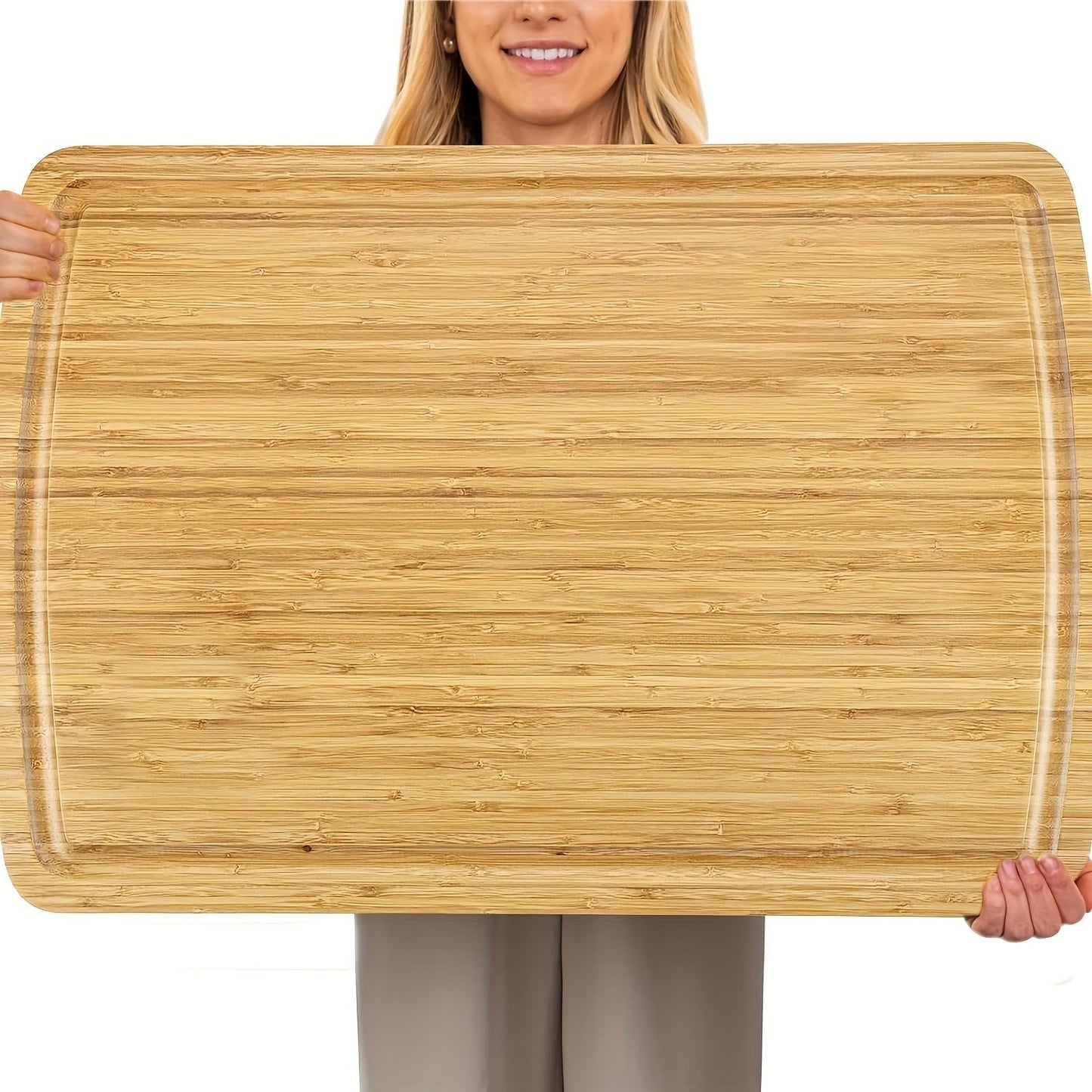 Single Bamboo Cutting Board - Versatile Chopping Block with Food Safety Features, Suitable for Meat, Cheese, Bread, Vegetables, and Fruits - Essential Kitchen Tool and Great Gift for Family Members