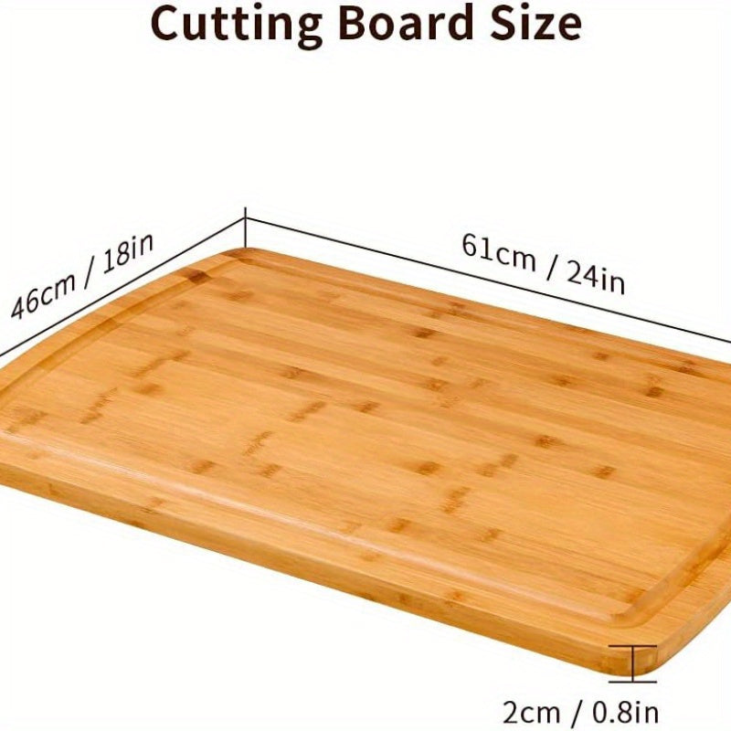 Single Bamboo Cutting Board - Versatile Chopping Block with Food Safety Features, Suitable for Meat, Cheese, Bread, Vegetables, and Fruits - Essential Kitchen Tool and Great Gift for Family Members