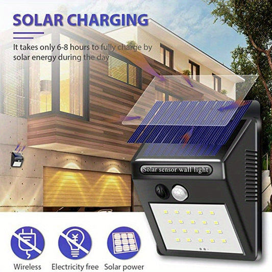 30 LED Solar Wall Lamp: Outdoor Motion Sensor Garden Lamp with Infrared Automatic Induction - Ideal for Yard, Garden, Fence, Garage.