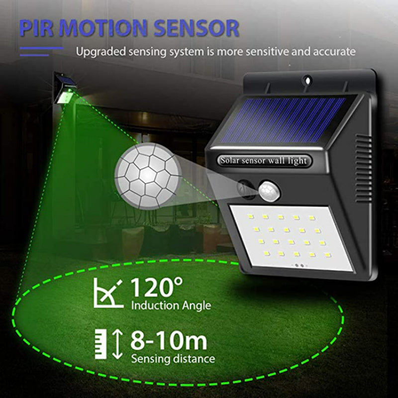 30 светодиодный солнечный настенный фонарь: уличный фонарь с датчиком движения и инфракрасной автоматической индукцией - идеально подходит для двора, сада, забора, гаража.