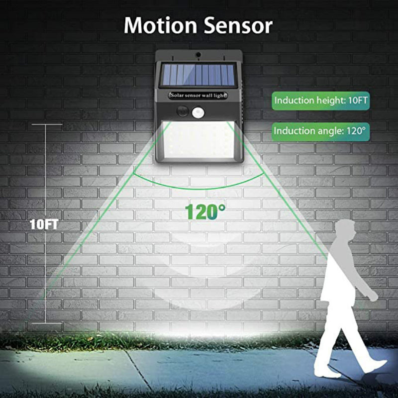 30 светодиодный солнечный настенный фонарь: уличный фонарь с датчиком движения и инфракрасной автоматической индукцией - идеально подходит для двора, сада, забора, гаража.