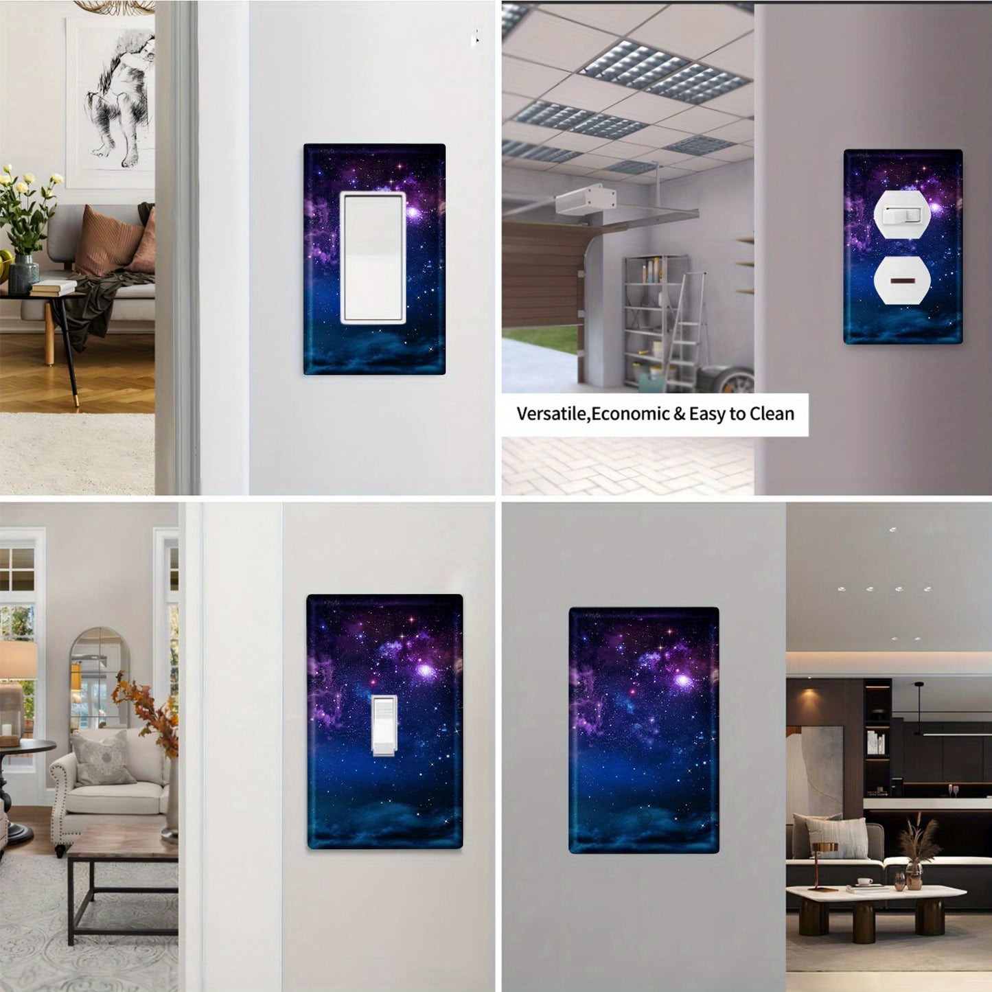 Starry Sky Light Switch Cover, screws into wall, no batteries needed, perfect for various rooms - single rocker design.