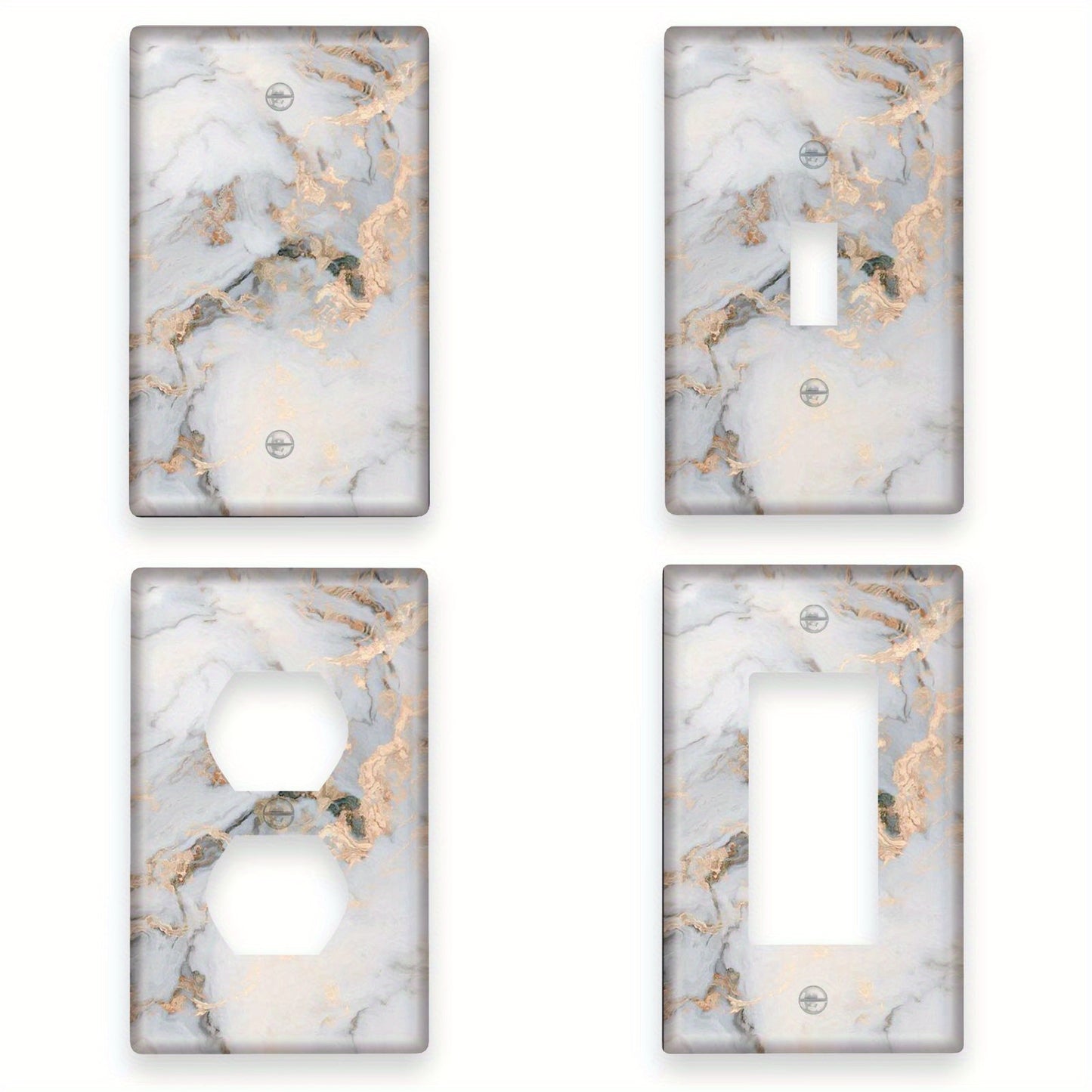 Marble Grain Wall Plate Cover for Single Switch, Easy to Clean, Matching Screws, No Electricity Required.