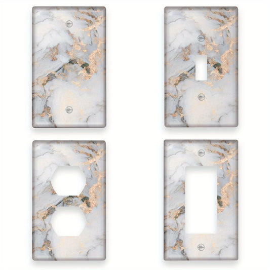 Marble Grain Wall Plate Cover for Single Switch, Easy to Clean, Matching Screws, No Electricity Required.