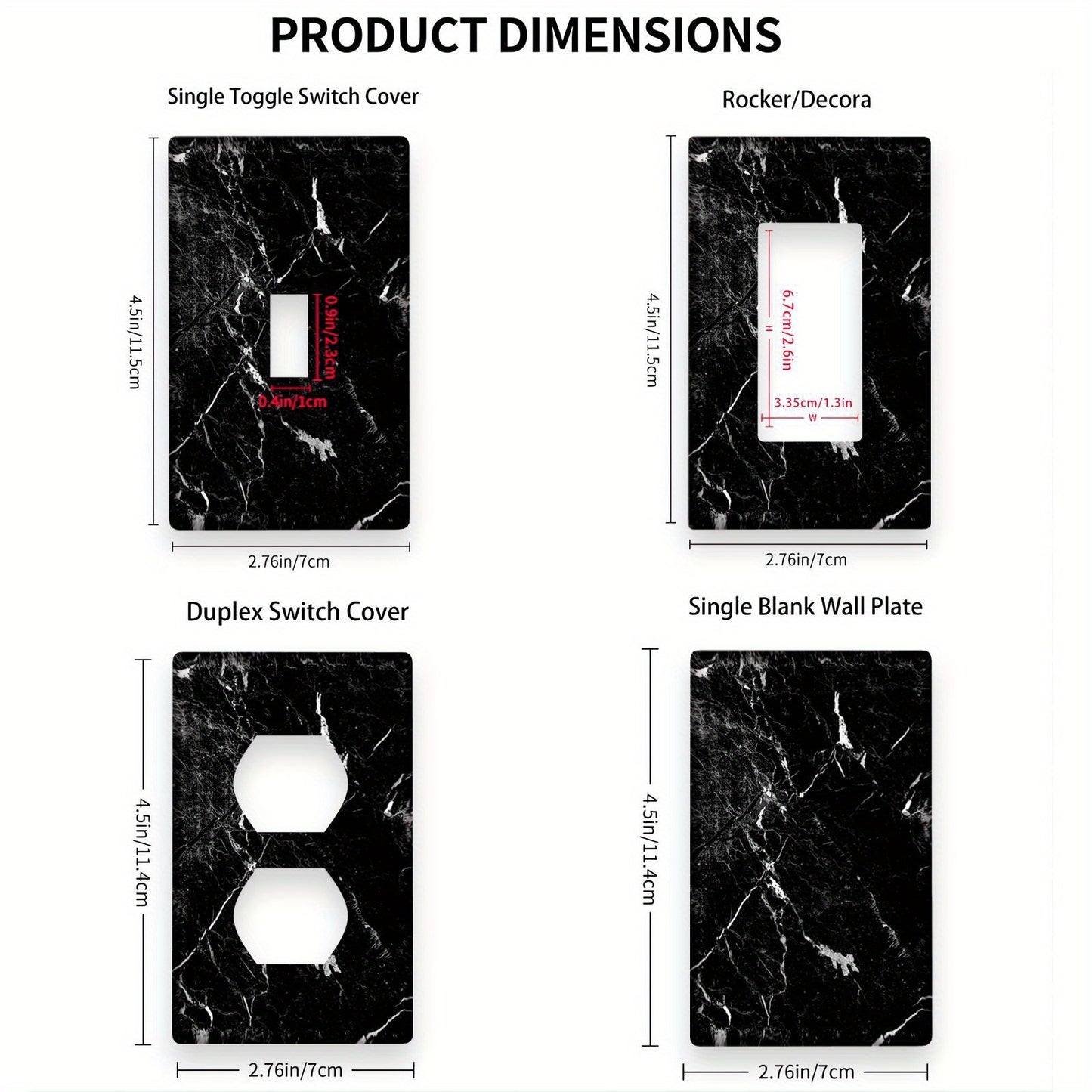 Marble light switch cover available for single or double rocker switches, made of durable polycarbonate material, perfect for decorating household sockets and switch boards in the black market.