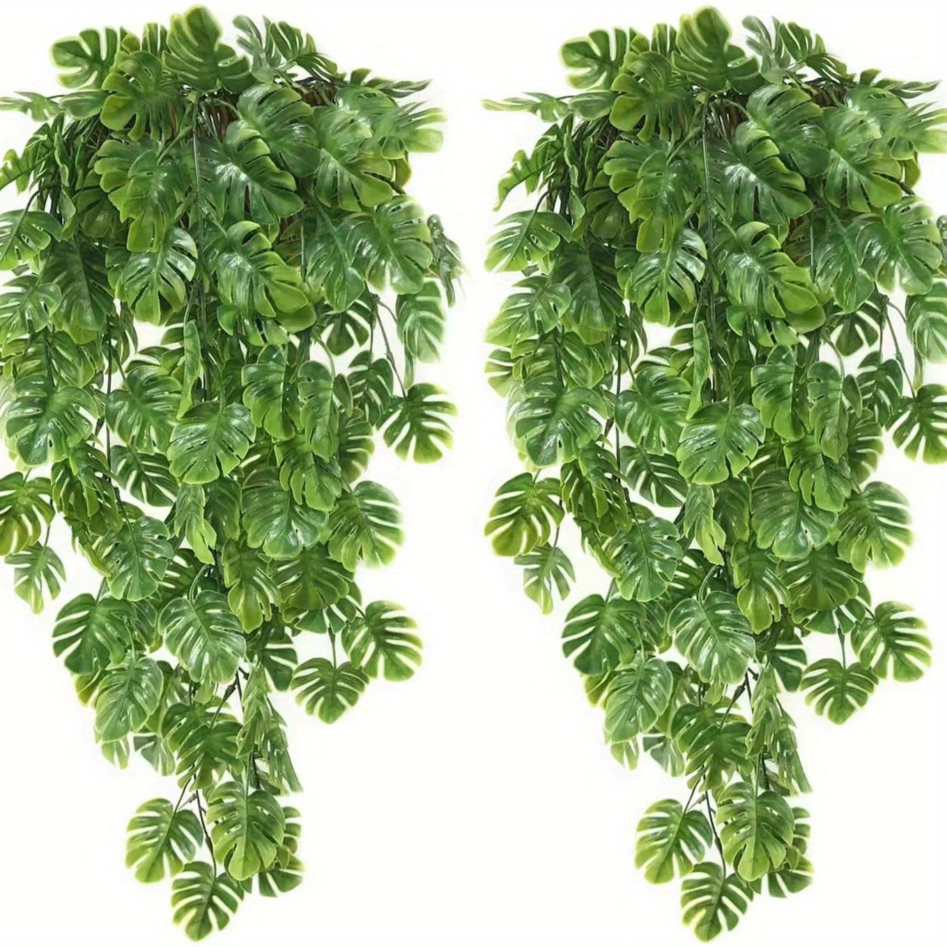 2 Pack of Artificial Monstera Hanging Vines for Indoor/Outdoor Decor - Ideal for Home, Garden, Weddings