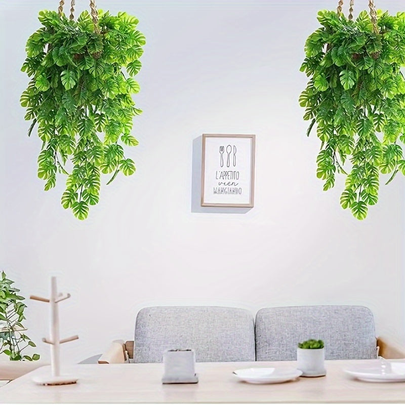 2 Pack of Artificial Monstera Hanging Vines for Indoor/Outdoor Decor - Ideal for Home, Garden, Weddings