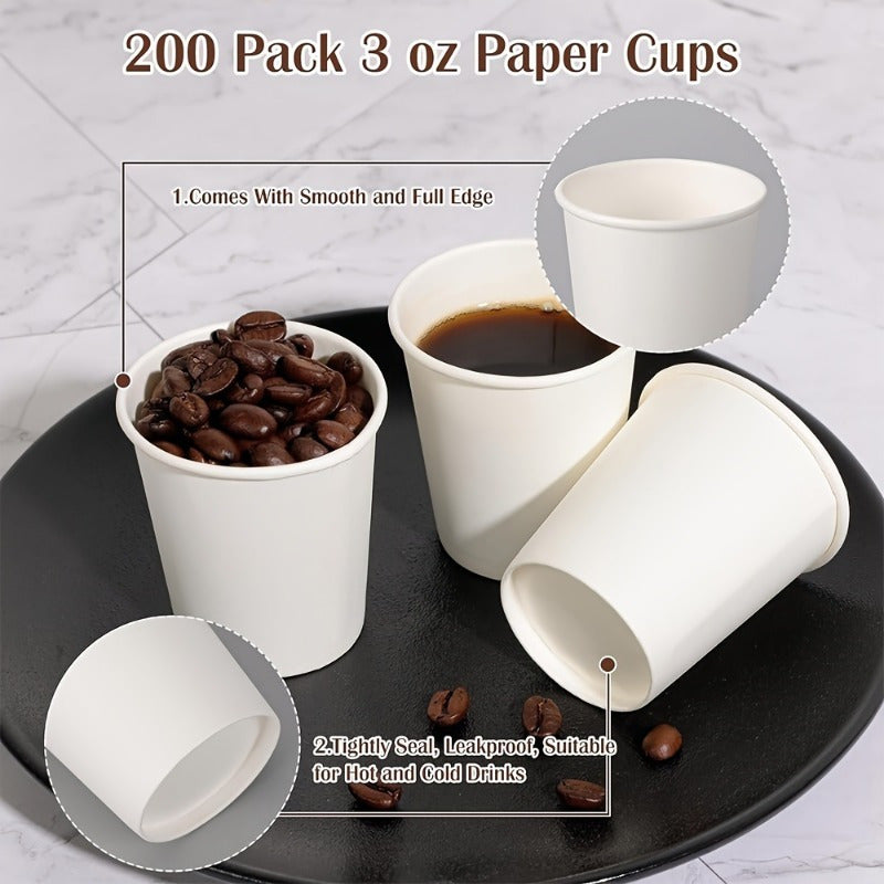 Disposable Small Paper Cups perfect for Supermarket tastings, parties, snacks, office coffee, beverages, candy, hotels, and mini mouthwash. Available in packs of 50 or 100 pieces.