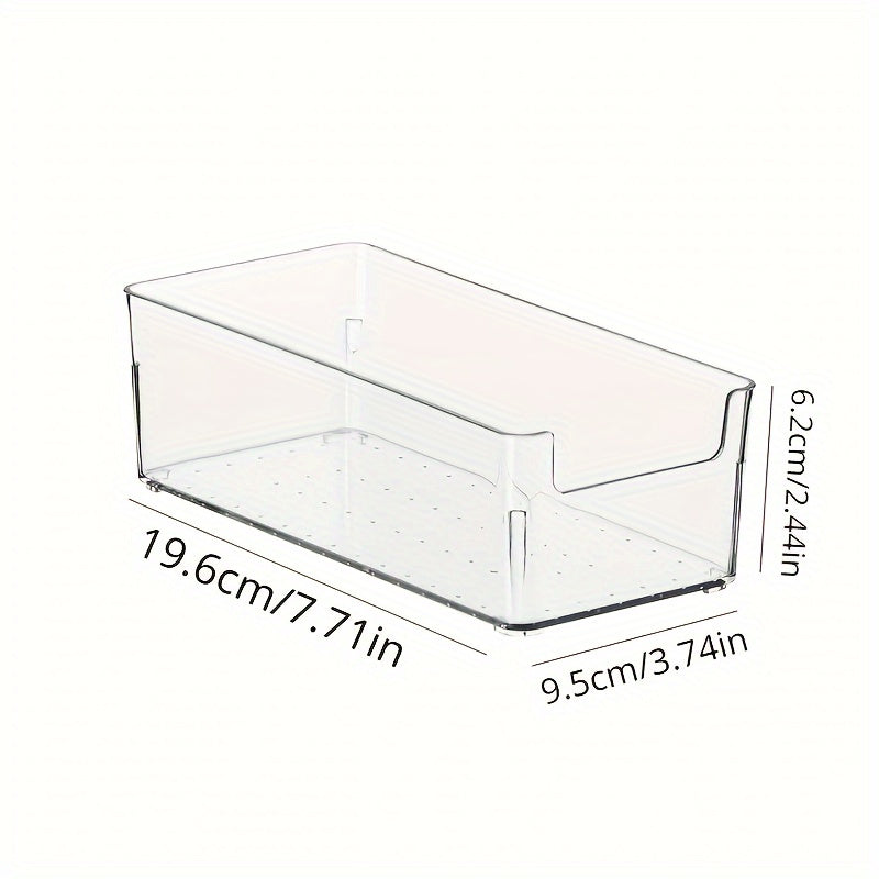 Set of 3 clear plastic storage boxes, ideal for organizing various items in drawers or on desks in the bathroom and vanity. No electricity needed. Great for home storage.