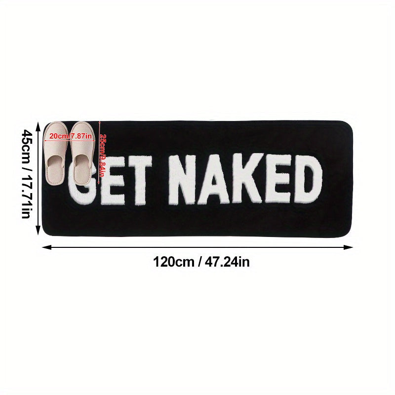 Microfiber Bathtub Mat with "GET NAKED" Design - Machine Washable, Non-Slip Rug for Bathroom, Shower, or Spa - Fun and Soft Mat for Yoga, Home, or Entryway