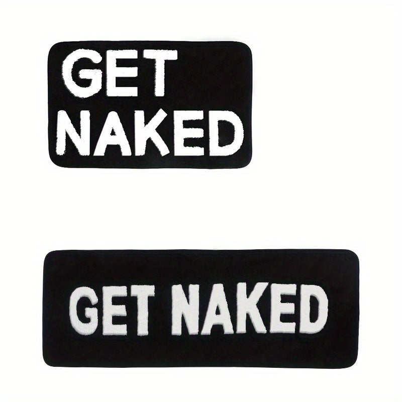 Microfiber Bathtub Mat with "GET NAKED" Design - Machine Washable, Non-Slip Rug for Bathroom, Shower, or Spa - Fun and Soft Mat for Yoga, Home, or Entryway