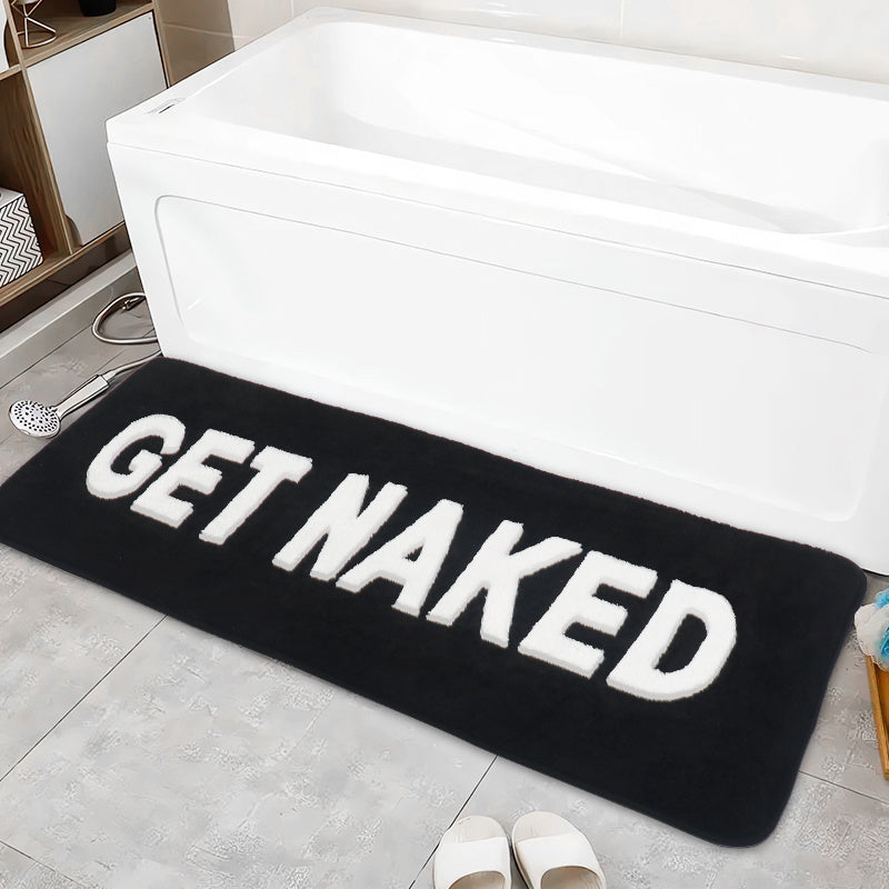 Microfiber Bathtub Mat with "GET NAKED" Design - Machine Washable, Non-Slip Rug for Bathroom, Shower, or Spa - Fun and Soft Mat for Yoga, Home, or Entryway