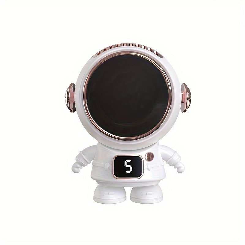 Spaceman Portable Electric Fan - Cartoon Astronaut Mini Hand Fan with Three-Speed Adjustment, Quiet Leafless Design, USB Charging, Rechargeable Battery for Indoor and Outdoor Use.